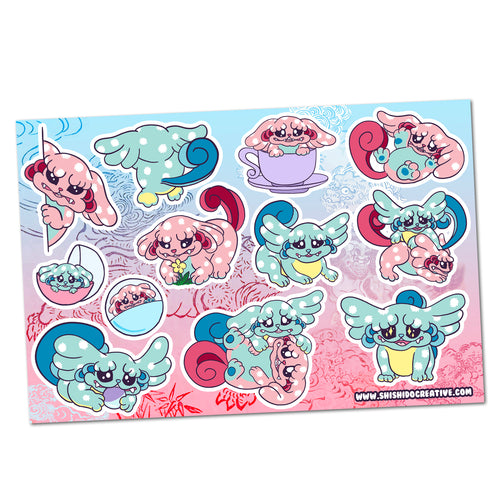 4x6 Karashishi / Lions • Original Character Vinyl Sticker Sheet