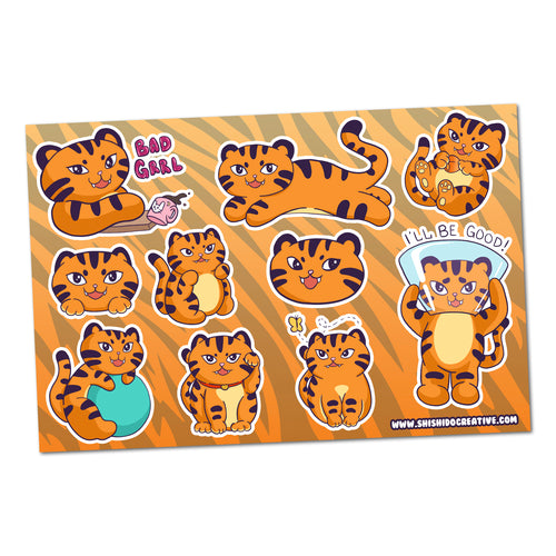 4x6 Tiger / Tora • Original Character Vinyl Sticker Sheet